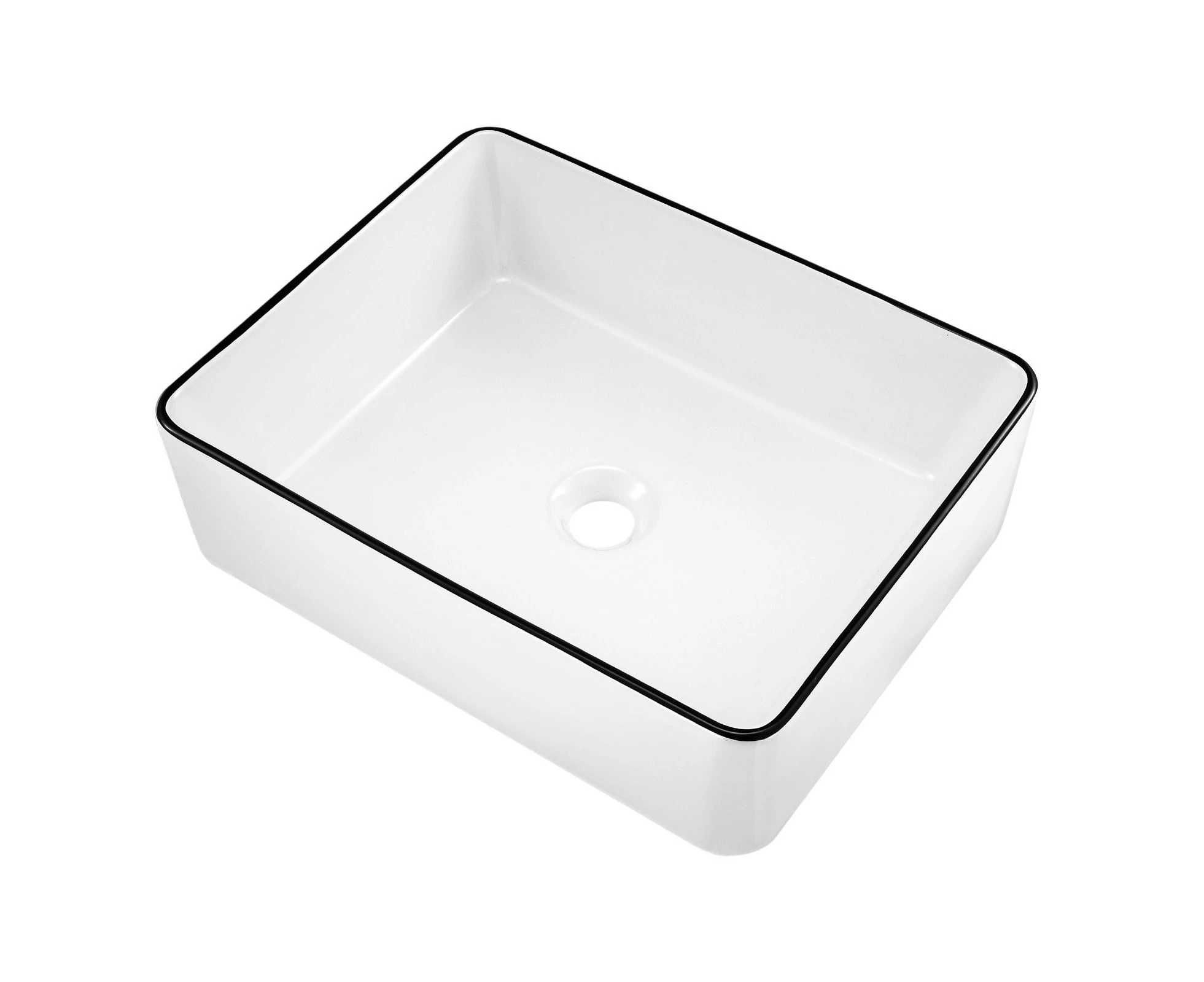 White Bathroom Sink Vessel Washing Basin Vanity Hand Wash Bowl Above Counter Bath Toilet Countertop Modern Ceramic Rectangle