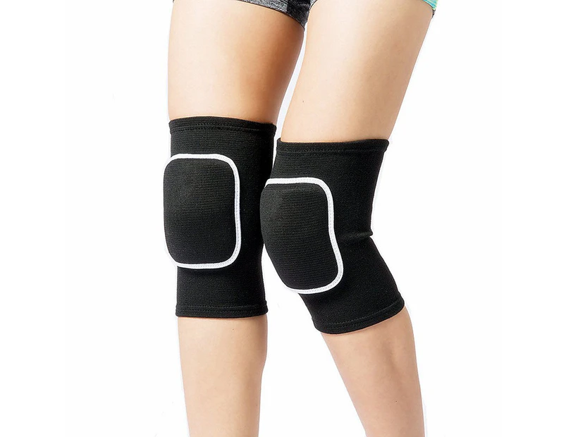 Knee Pads Dancer Training Exercise Climbing Adult Kids Roller Skating Knee Pads with Sponge - Black.