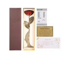 Long Stem Dipped 24K Gold Rose In Gift Box With Clear Display Stand Red Roses For Her
