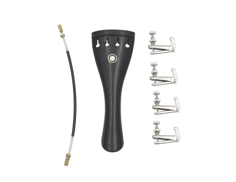 Violin Tailpiece 3 in 1 Ultra Composite Ebony Tailpiece with Rope  Fine Tuners Kit for 43 44 Violin Replacement Parts