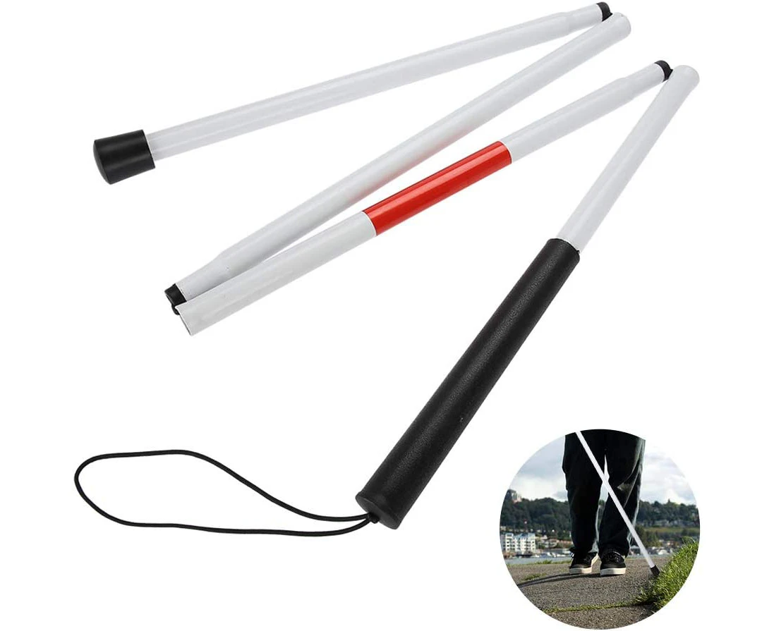 Cane for the Blind, Aluminum Folding Cane Anti-Slip Night Reflective