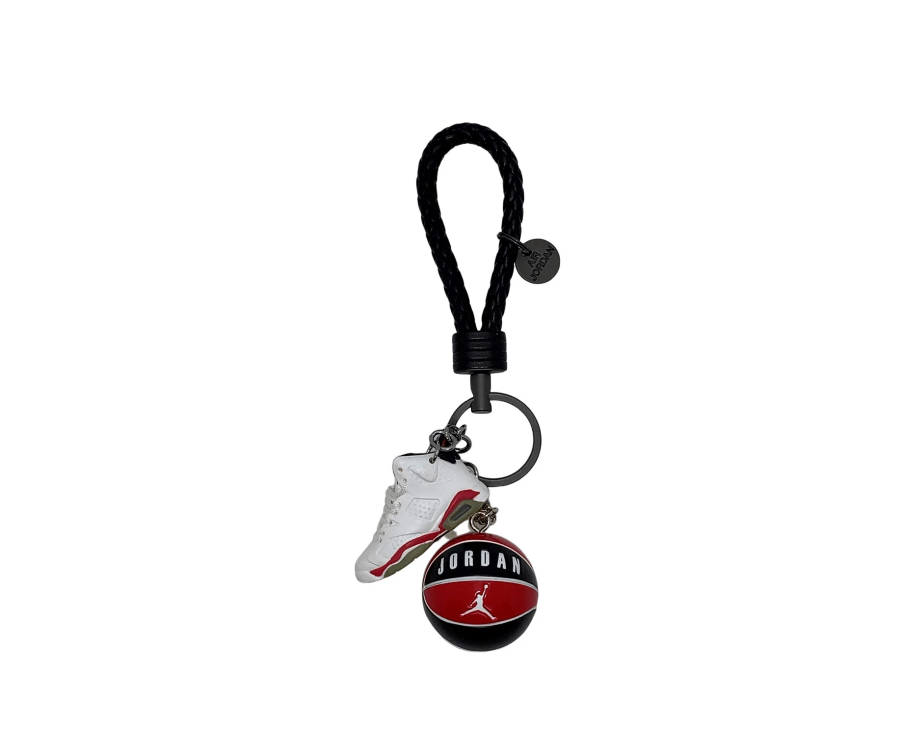 Air Jordan 6 3D mini sneaker keyring with basketball - White