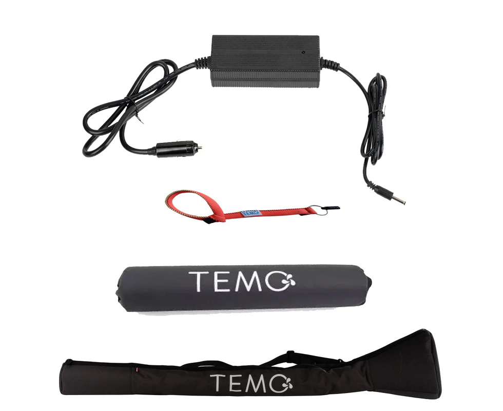 TEMO ELECTRIC ACCESSORIES KIT: 12V Charger, Carry Bag, Float & Spare Lanyard