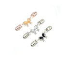 Sweater Chain Creative Crystal Bowknot Sweater Clips Cardigan Clip For Dress Clothes (white, Black And Rose Gold)(3pcs)
