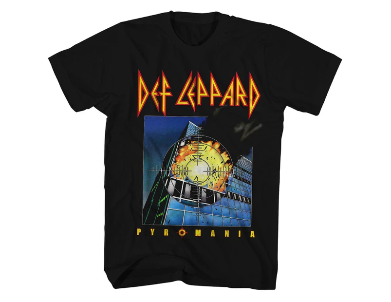 Def Leppard T Shirt Pyromania Smoke Print Def Leppard Shirt - Black