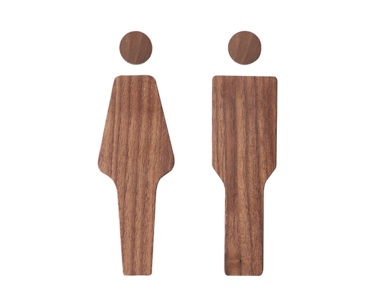 2pcs Wooden Toilet Signs Toilet Identification Plates Restroom Guiding Signs