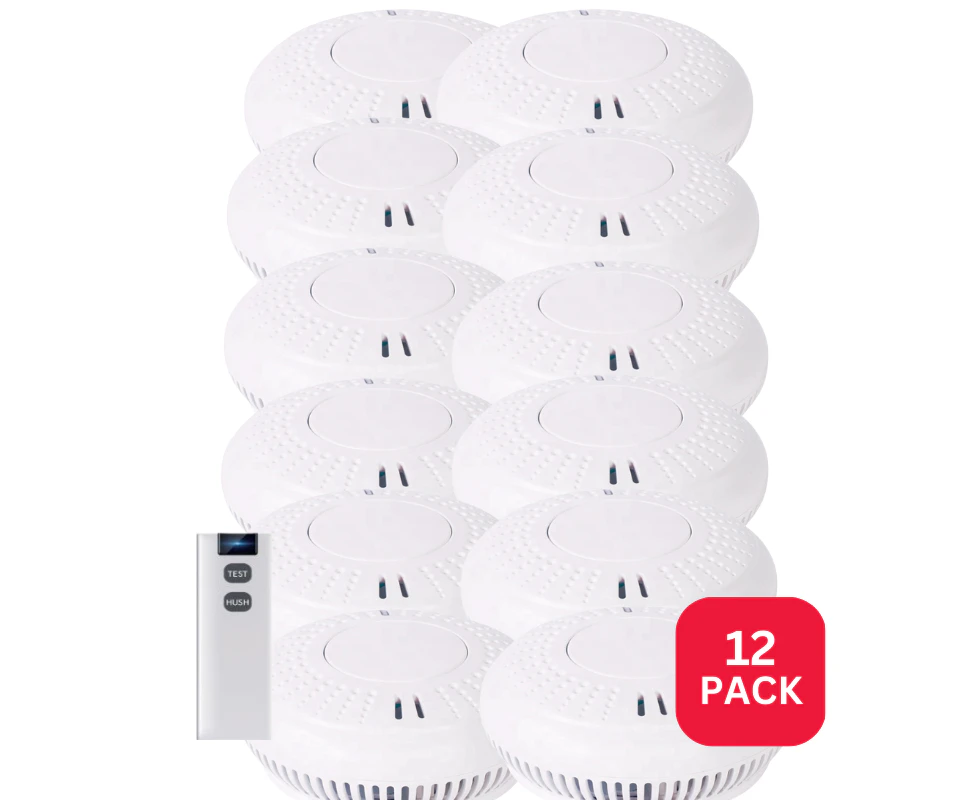 Wireless Interconnected Photoelectric Smoke Alarm 12 Pack