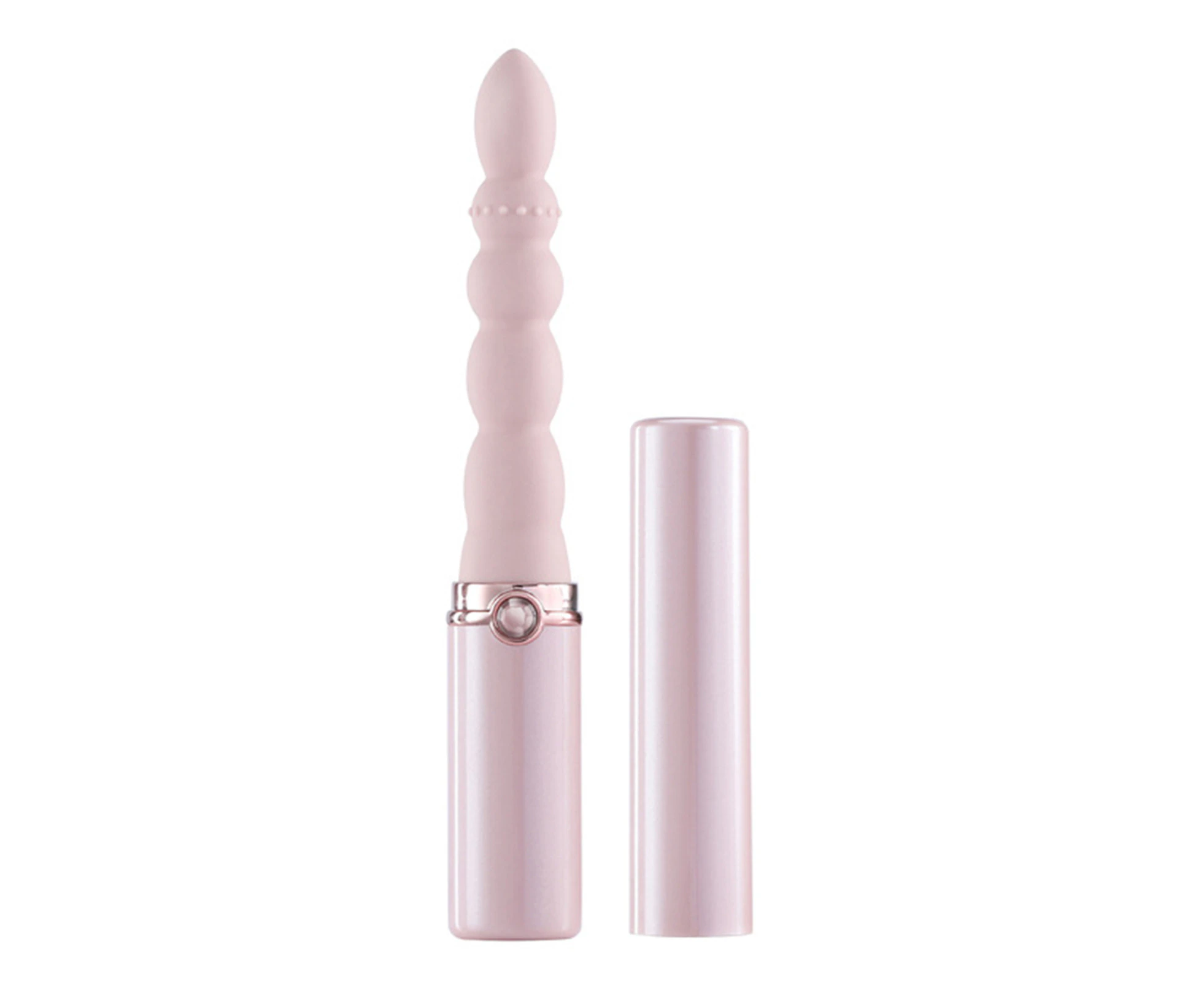 Oraway Anal Stimulator Rechargeable Easy Insertion Silicone Anal Plug Charging Lipstick Vibrator for Indoor - Pearl Pink