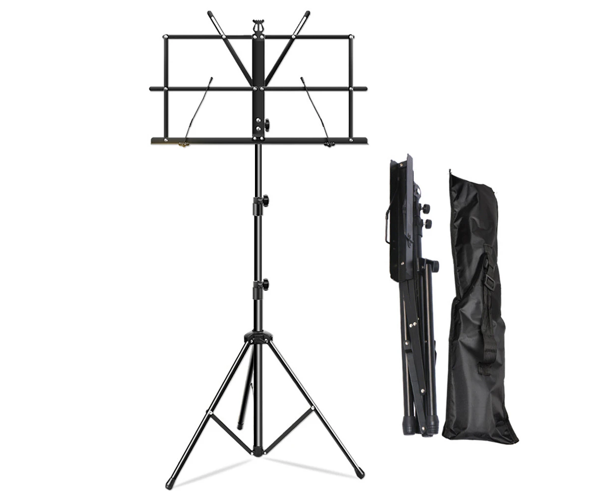 New PRO Folding Adjustable Music Sheet Stand Holder Black Portable STAND IN BAG