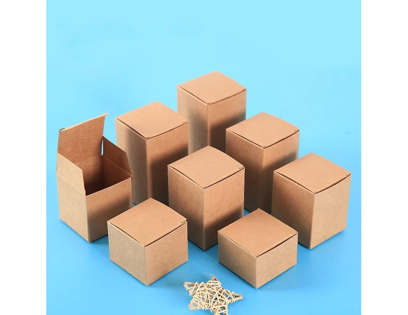 50pcs/lot Kraft Paper Cardboard Box Gift Packaging Box For Candy/Cookie/Jewelry Stoarge Cardboard Boxes Size 7x7x7cm Colour Auburn