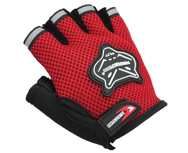 Kids Bike Gloves Half Finger For Children Cycling Motocross BMX MX - Red