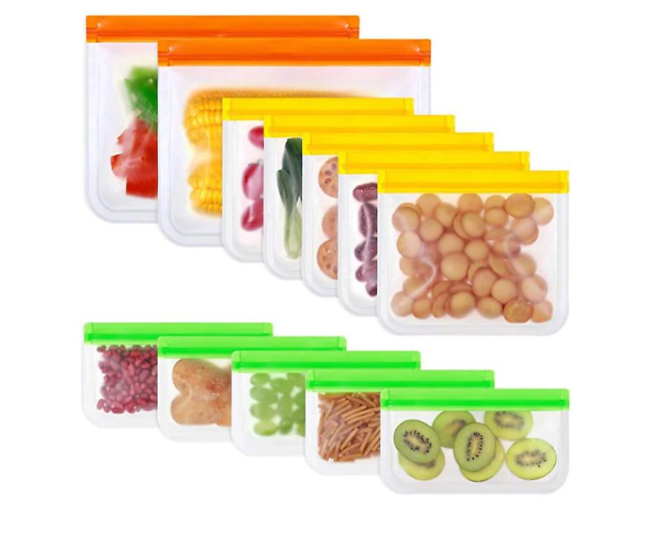 Freezer Bags Ziplock Bags For Food Storage, Stationery, Make-up, Jewelry, Liquids Preservation Bpa Free Reusable Sandwich Bags(12 Pcs, Orange, Yellow,