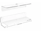 Transparent Floating Shelves Set of 2,30.5cm Command Strip Shelf for Bedroom, Kitchen, Office, Gaming Room, Acrylic Wall Shelves with Cable Clips
