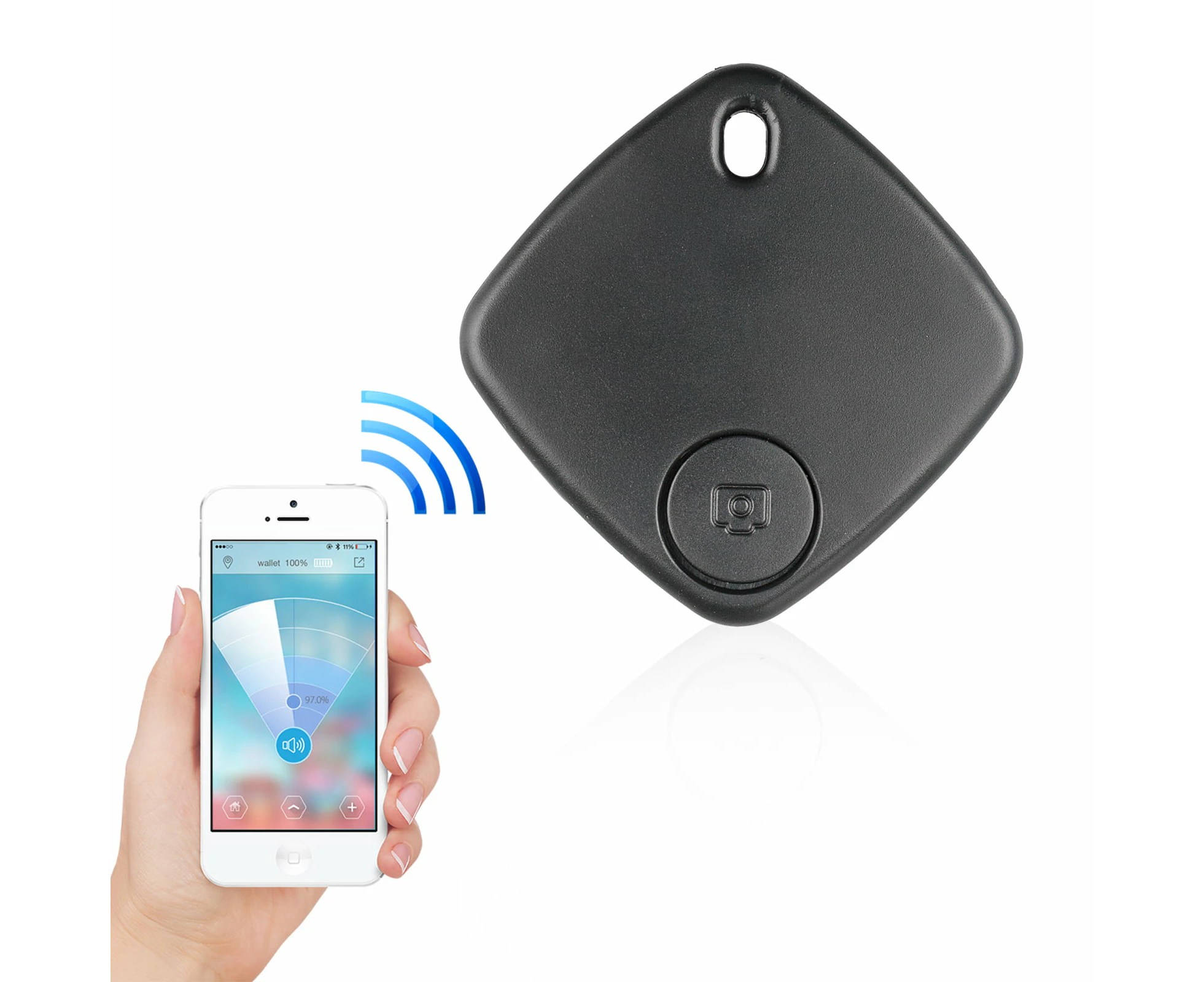 Bluetooth Tracker,Wireless Smart Activity Finder Anti-Lost Pet Wallet Phone Key Locator Luggage Reminder Gps Finder Alarm,Black