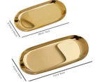 Gold Storage Tray Stainless Steel Oval Trinket Tray Cosmetic Jewelry Plate, Dish Plate for Fruit Cake Butter Candle Decoration, 2 Pieces