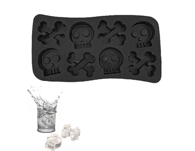 Skull And Crossbones Ice Tray , Easy Release Ice Cube, For Whiskey, Cocktail, Mixed Drinks,Black