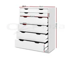 Artiss 6 Chest of Drawers Tallboy Dresser Table Storage Cabinet White Bedroom