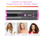 LCD Cordless Auto Rotating Hair Curler Hair Waver Curling Iron Wireless Ceramic Pink
