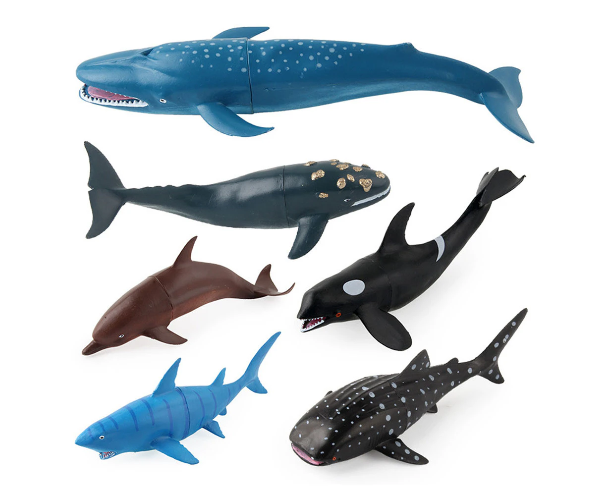 Bestjia 6Pcs Simulation Whale Shark Ocean Animal PVC Model Figurine Kids Toy Table Decor - Whale Shark