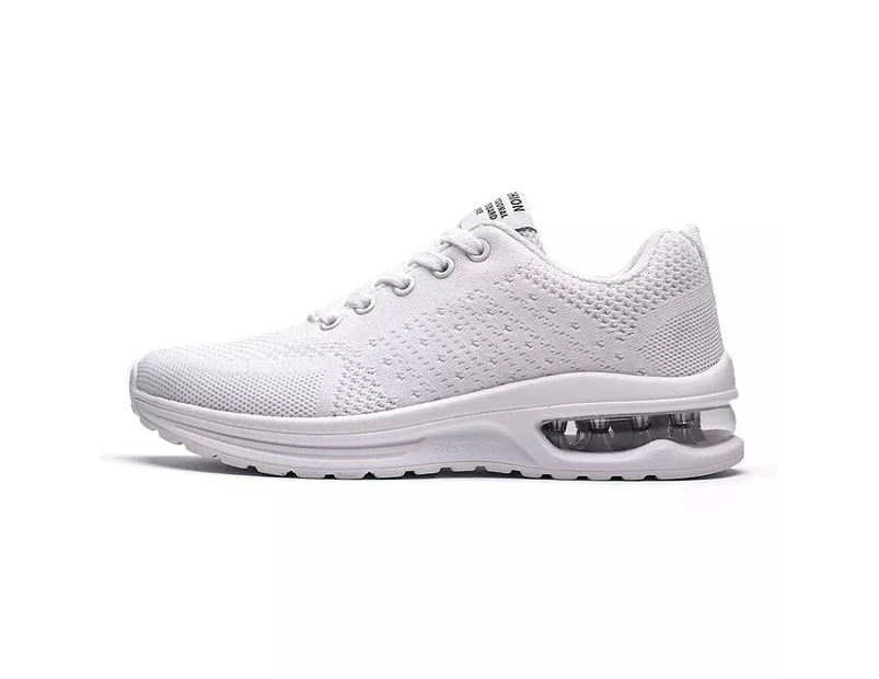 Running Shoes Unisex Breathable Sneakers Outdoor Air Cushion Light Lace Fitness Shoes - White