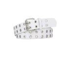 Fashion Leather Belts Unisex Stud Hole Retro Strap Waistband White