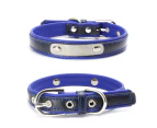 Comfortable Soft Touch Leather Dog Collar Adjustable Durable Anti-Rust Alloy Loop Ring Dark Blue XXS