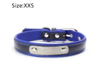 Comfortable Soft Touch Leather Dog Collar Adjustable Durable Anti-Rust Alloy Loop Ring Dark Blue XXS