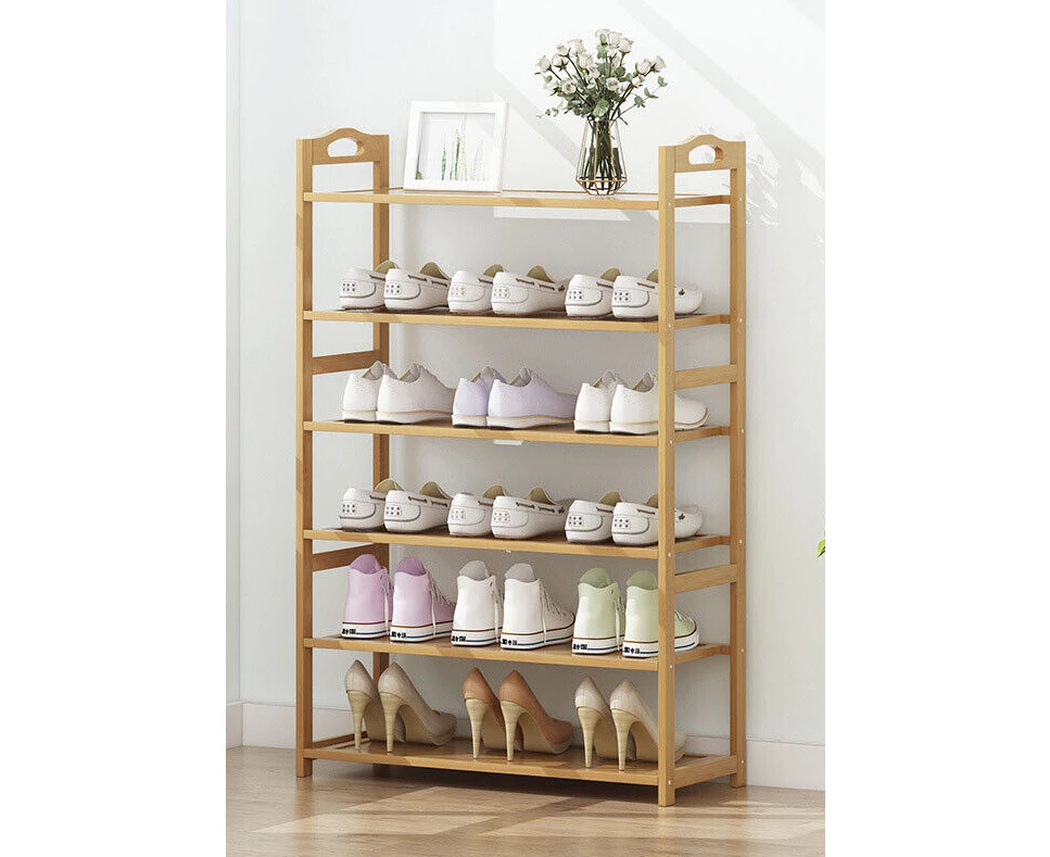 5 Tiers Layers Bamboo Shoe Rack Storage Organizer Wooden Stand Shelves