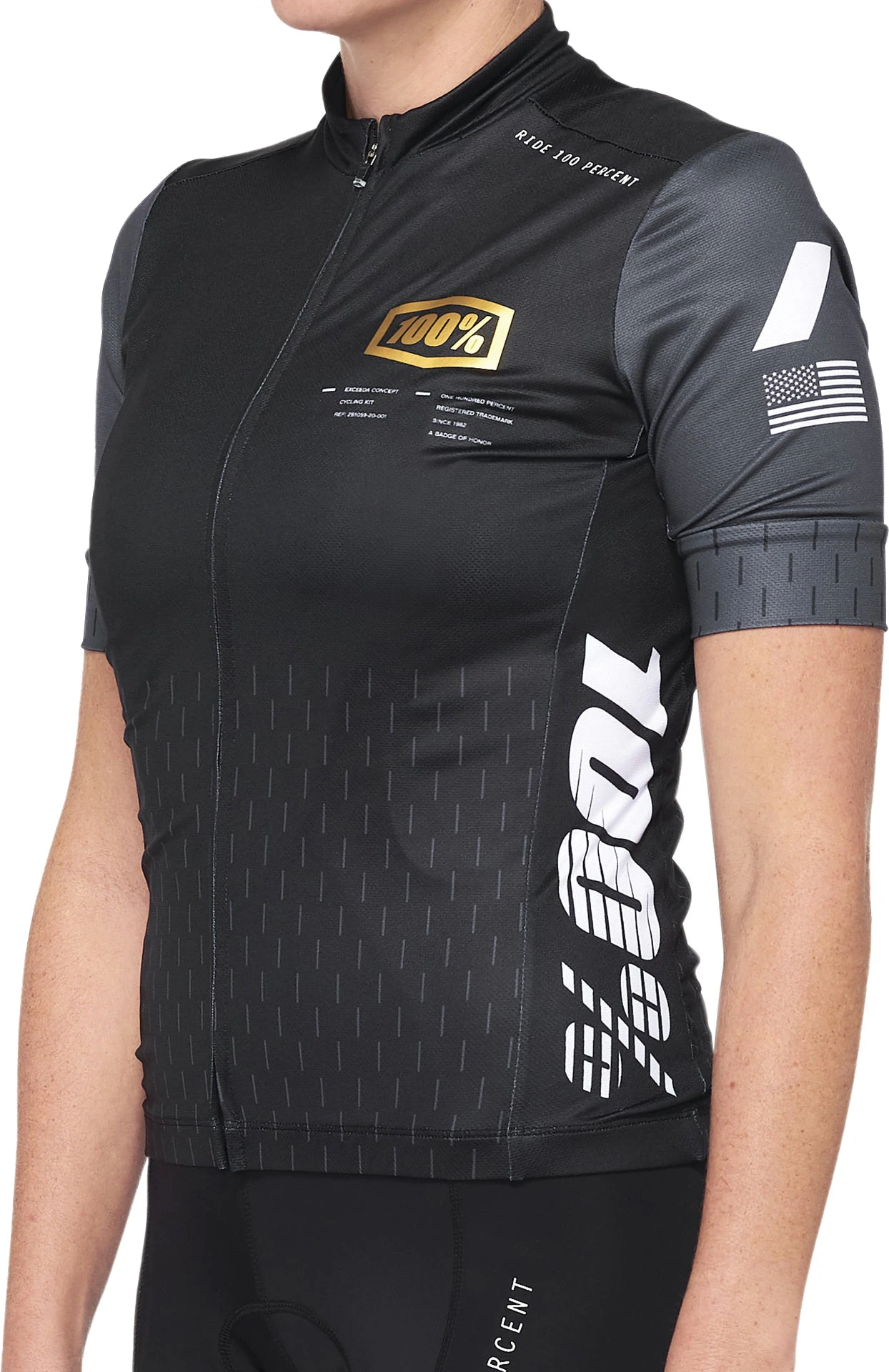 100% Exceeda SS Womens Jersey Black/Charcoal 2022