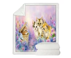 Throws Couples Size: 200cm x 200cm Cats Art Adorable Cute Kittens in Flower Garden