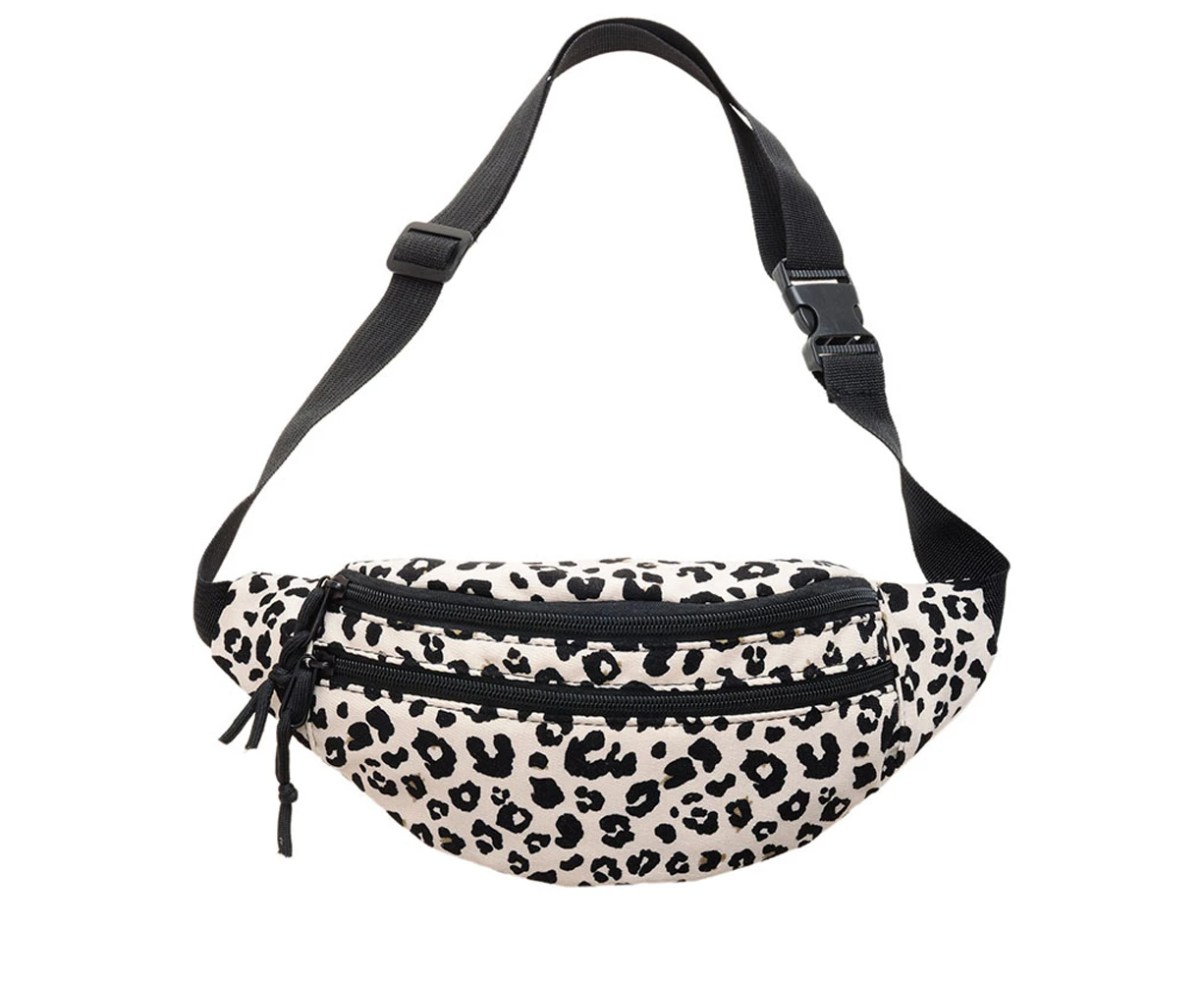 Animal Leopard Waist Bag for Men Women,Adjustable Strap for Travel Party Hiking Sports -white