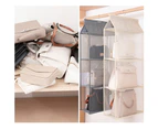 2/3/4-Layer Dust-proof Wardrobe Storage Bags Foldable Hanging Holder Organizer-Beige Three Layer