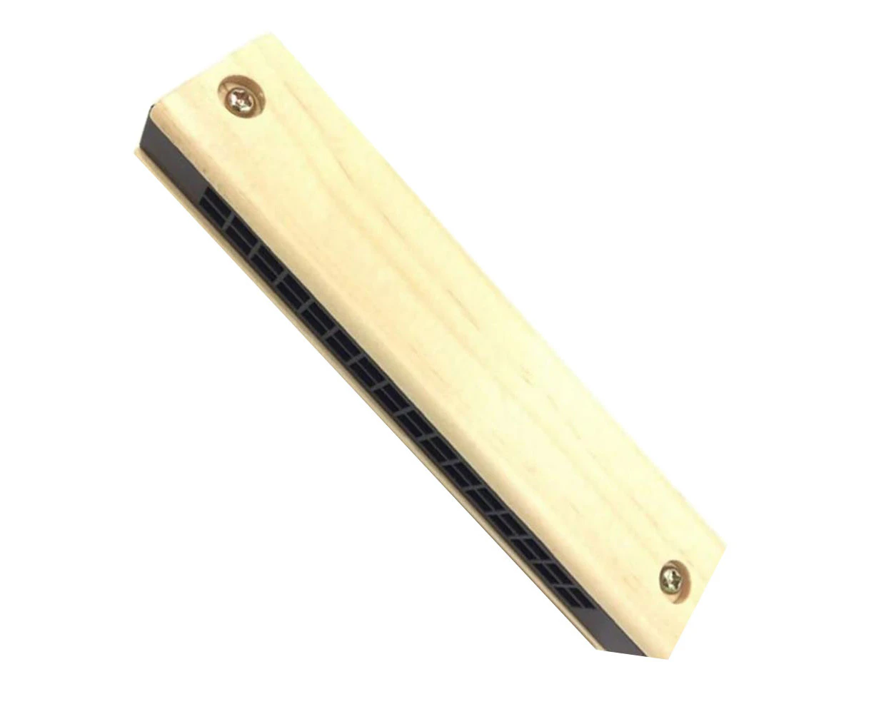 16 Holes Double Row Wooden Harmonica Children Early Education Musical Instrument - Wooden