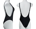 One Piece Swimsuit Solid Women Bikini Swim wear Backless High Cut Monokini