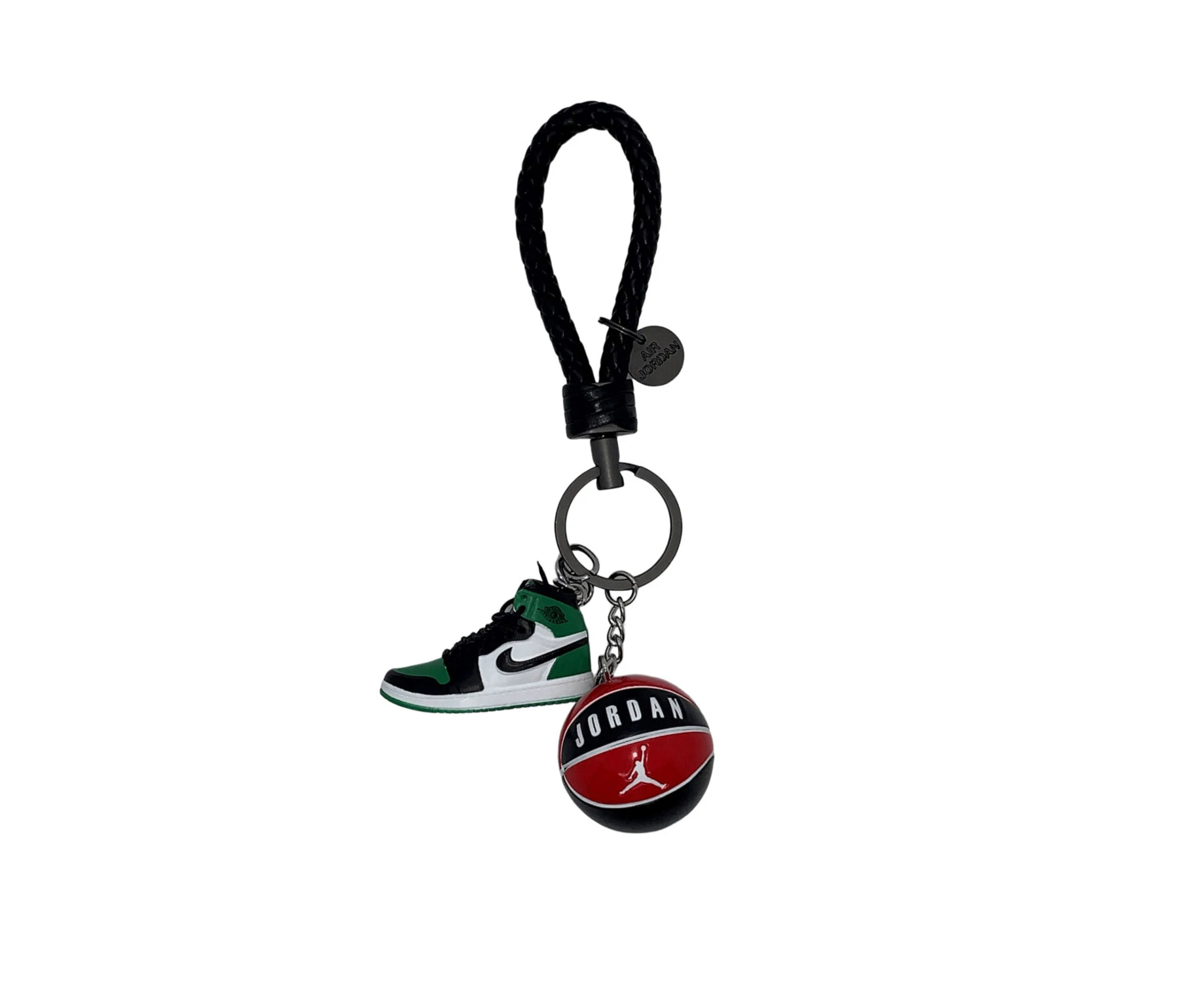 Air Jordan 1 3D mini sneaker keyring with basketball - White and green