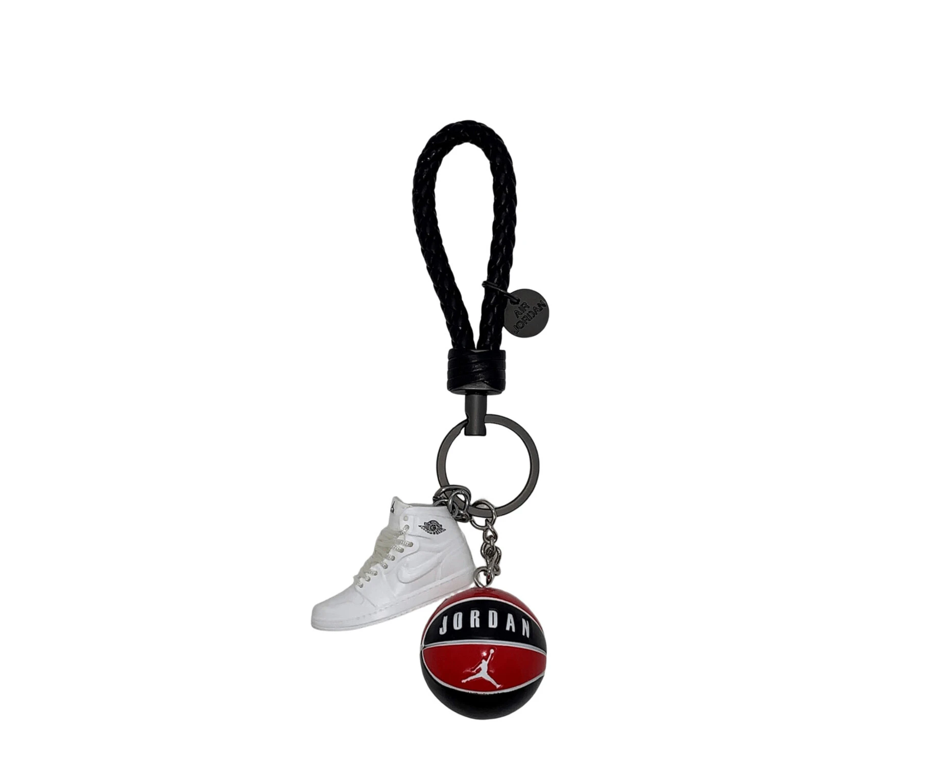 Air Jordan 1 3D mini sneaker keyring with basketball - White