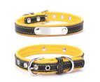 Comfortable Soft Touch Leather Dog Collar Adjustable Durable Anti-Rust Alloy Loop Ring Yellow XXS