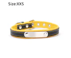 Comfortable Soft Touch Leather Dog Collar Adjustable Durable Anti-Rust Alloy Loop Ring Yellow XXS