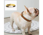 Comfortable Soft Touch Leather Dog Collar Adjustable Durable Anti-Rust Alloy Loop Ring Yellow XXS