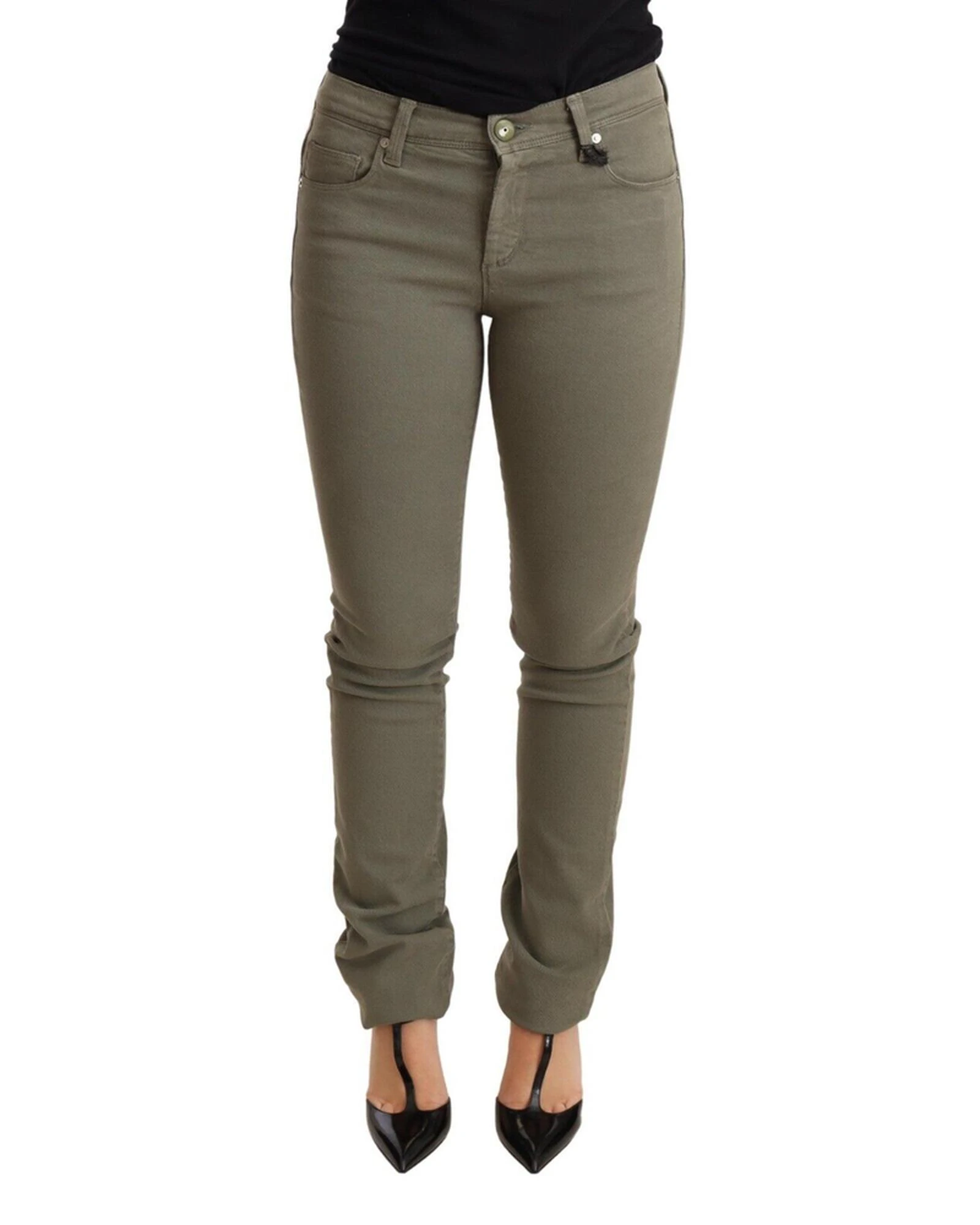 Ermanno Scervino Green Low Waist Skinny Slim Trouser Cotton Jeans