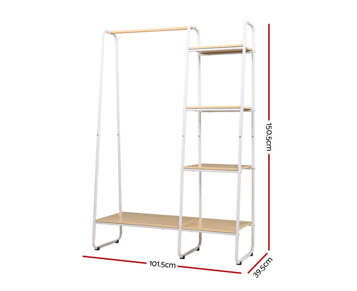 Bedroom White Closet Storage Rack Clothes Hanger Shelf Garment Rail Stand Wardrobe Organiser