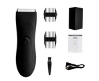 Waterproof Body Hair Trimmer Shaver for Men Pubic Electric Men's Groomer Clippers Ceramic Blade Male Private Razor Removal - Black with box
