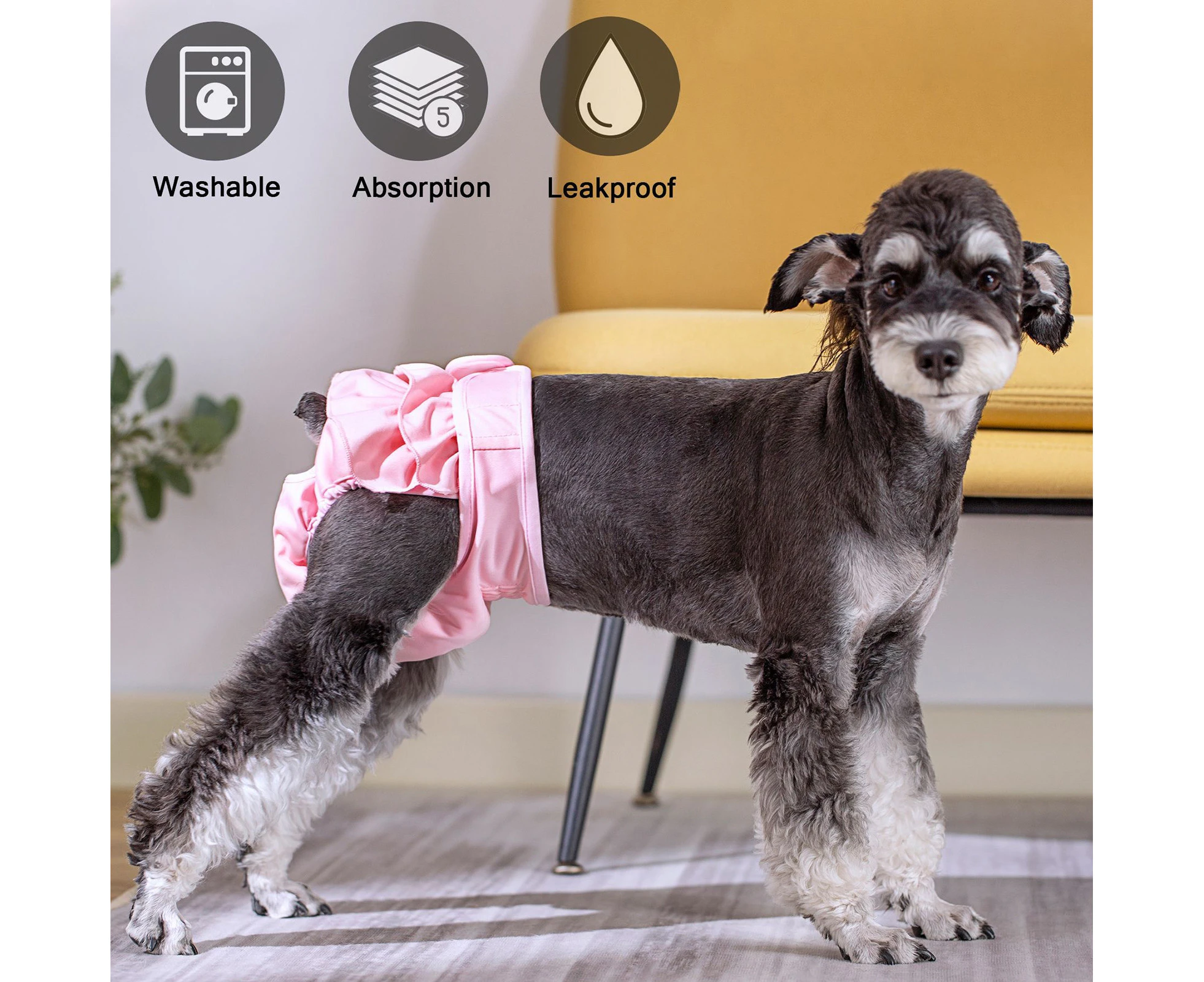 ishuif Puppy Diaper Breathable Health Care Menstruation Pants Dog Briefs Pet Physiological Pants for Female Dogs-Pink XL