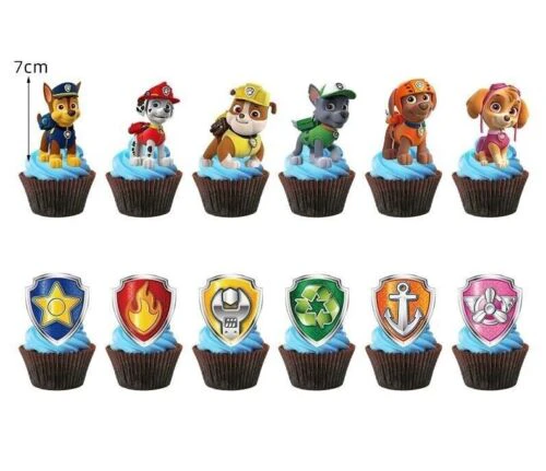 24Pcs Cup Cake Topper Paw Patrol Party Set Party Supplies Tableware Kids Children Birthday Decoration