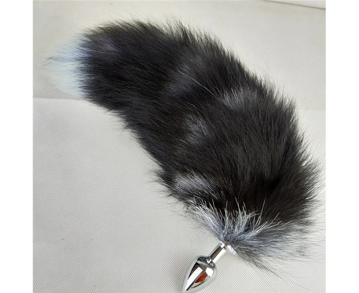 Handy Sex Toys Metallic Anal Plug with Faux Fox Tail for Cospaly