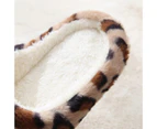 1 Pair Slippers Soft Bottom Leopard-print Plush Comfortable to Wear Warm Slippers for Daily Life