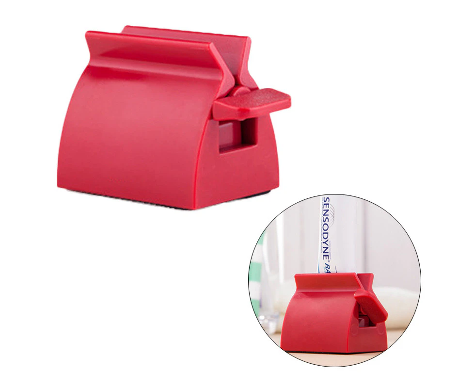 Toscano Rolling Tube Toothpaste Squeezer Toothpaste Seat Holder Stand for Bathroom-Red