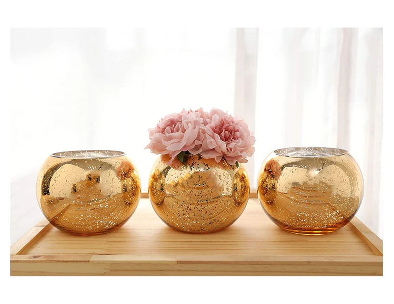 Set Of 3 Bling Vases Gold Round Vase Silver Vase Rose Gold Vase Tabletop Vase Party Vase Wedding Vase Centerpiece