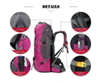 GEERTOP 60L Waterproof Lightweight Hiking Backpack with Rain Cover for Climbing Camping-Rose Red