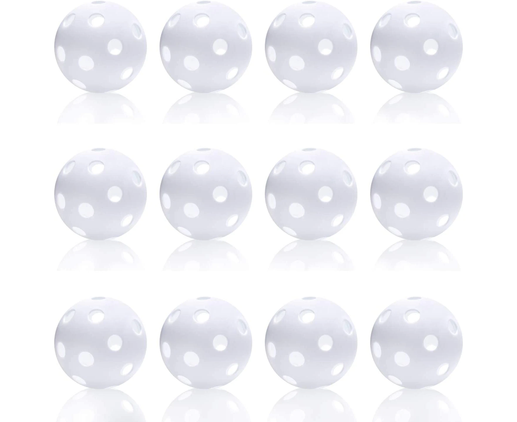 12 Pack Plastic Baseball Practice Balls Batting Indoor Outdoor Lightweight Balls Baseball Batting Training - White